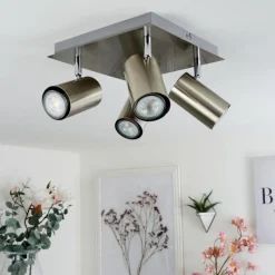 hofstein Plafonnier Zuoz Chrome, Nickel mat, 4 lumières