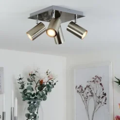 hofstein Plafonnier Zuoz Chrome, Nickel mat, 4 lumières