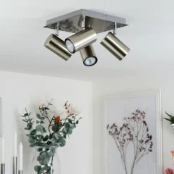 hofstein Plafonnier Zuoz Chrome, Nickel mat, 4 lumières
