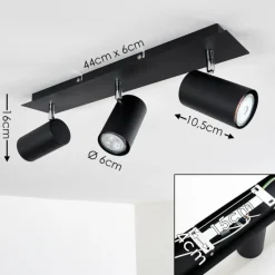 hofstein Plafonnier Zuoz Chrome, Noir, 3 lumières