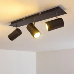 hofstein Plafonnier Zuoz Chrome, Noir, 3 lumières