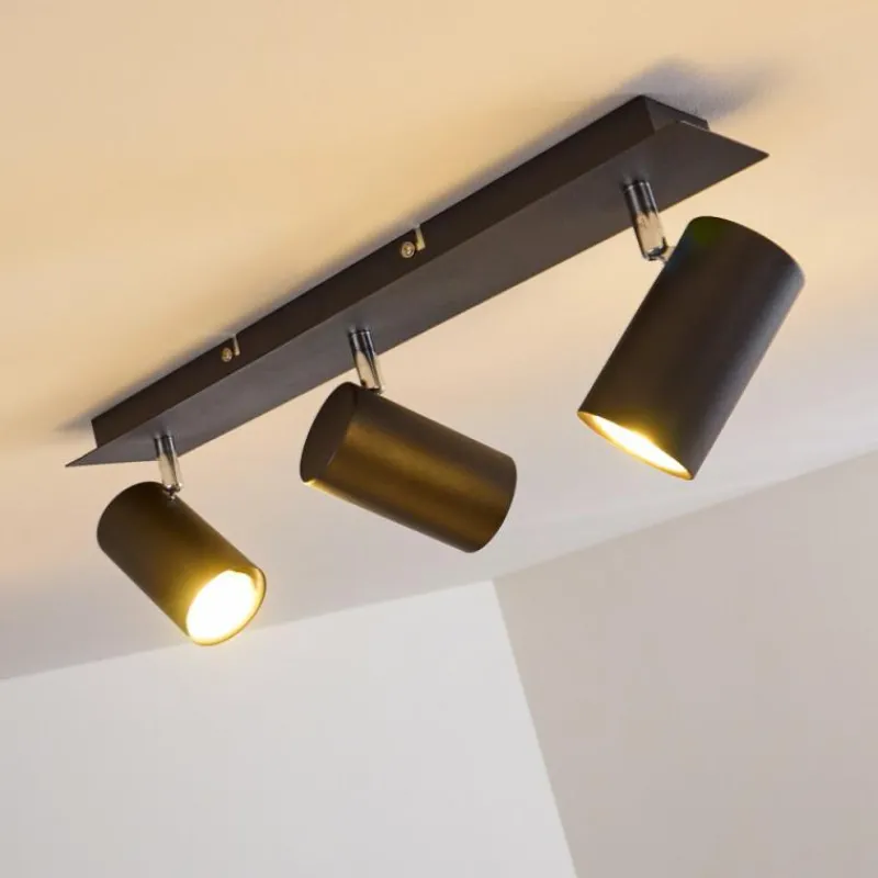 hofstein Plafonnier Zuoz Chrome, Noir, 3 lumières