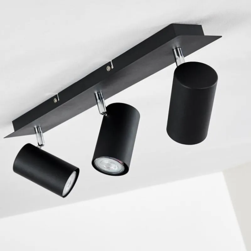 hofstein Plafonnier Zuoz Chrome, Noir, 3 lumières