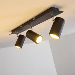 hofstein Plafonnier Zuoz Chrome, Noir, 3 lumières