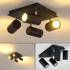 hofstein Plafonnier Zuoz Chrome, Noir, 4 lumières