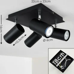 hofstein Plafonnier Zuoz Chrome, Noir, 4 lumières