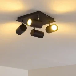 hofstein Plafonnier Zuoz Chrome, Noir, 4 lumières