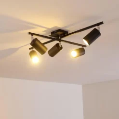 hofstein Plafonnier Zuoz Chrome, Noir, 5 lumières