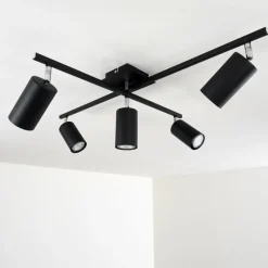 hofstein Plafonnier Zuoz Chrome, Noir, 5 lumières