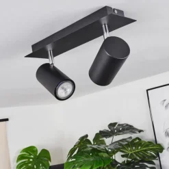 hofstein Plafonnier Zuoz Chrome, Noir, 2 lumières