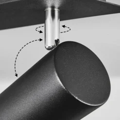 hofstein Plafonnier Zuoz Chrome, Noir, 2 lumières