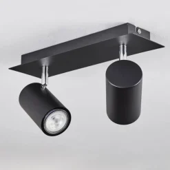 hofstein Plafonnier Zuoz Chrome, Noir, 2 lumières