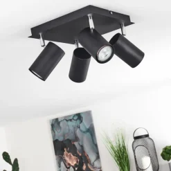 hofstein Plafonnier Zuoz Chrome, Noir, 4 lumières