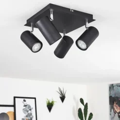 hofstein Plafonnier Zuoz Chrome, Noir, 4 lumières