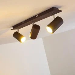 hofstein Plafonnier Zuoz Chrome, Rouille, 3 lumières* Spots Et Projecteurs