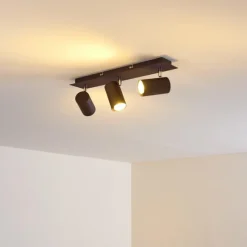 hofstein Plafonnier Zuoz Chrome, Rouille, 3 lumières* Spots Et Projecteurs