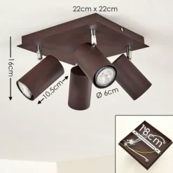 hofstein Plafonnier Zuoz Chrome, Rouille, 4 lumières* Spots Et Projecteurs