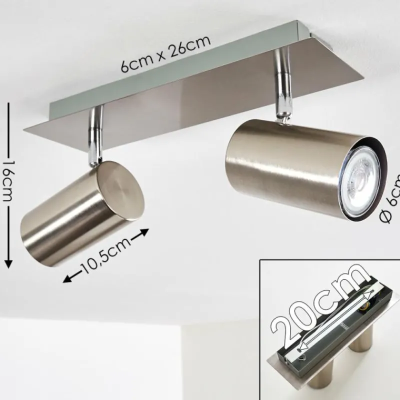 hofstein Plafonnier Zuoz Nickel mat, 2 lumières