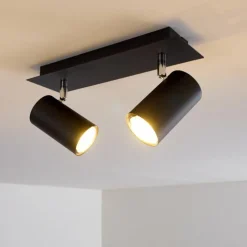 hofstein Plafonnier Zuoz Noir, 2 lumières