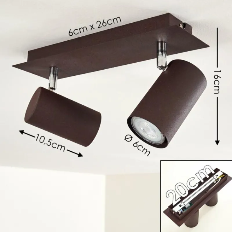 hofstein Plafonnier Zuoz Rouille, 2 lumières