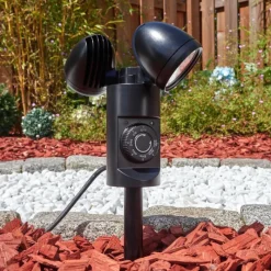 hofstein Plingshult Luminaire extérieur, Pieu, Eclairage de chemin LED Noir, 2 lumières