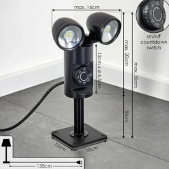 hofstein Plingshult Luminaire extérieur, Pieu, Eclairage de chemin LED Noir, 2 lumières