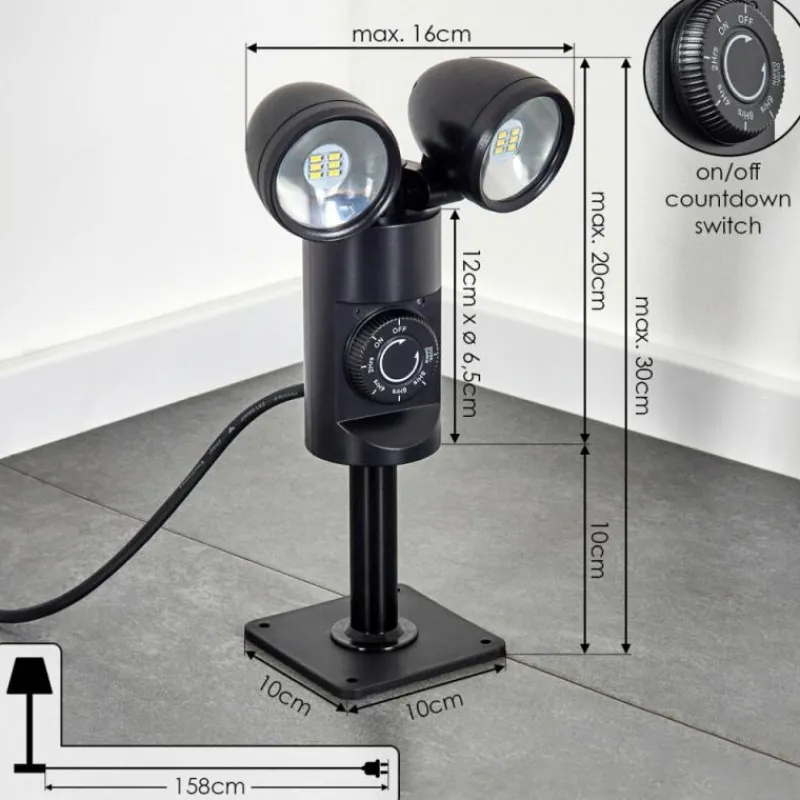 hofstein Plingshult Luminaire extérieur, Pieu, Eclairage de chemin LED Noir, 2 lumières