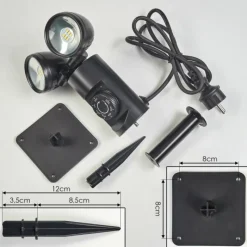 hofstein Plingshult Luminaire extérieur, Pieu, Eclairage de chemin LED Noir, 2 lumières