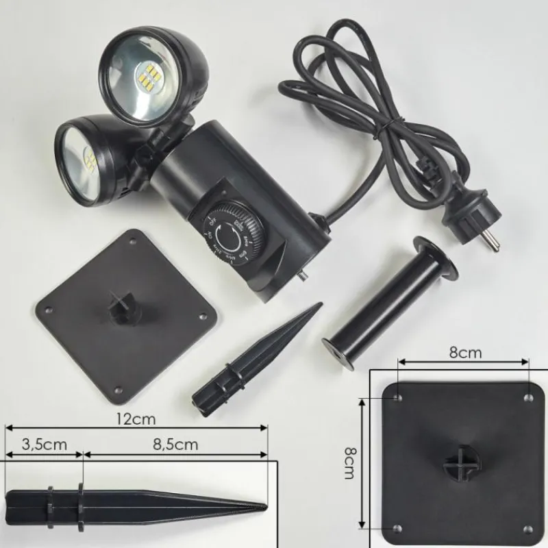 hofstein Plingshult Luminaire extérieur, Pieu, Eclairage de chemin LED Noir, 2 lumières