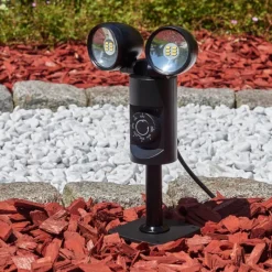 hofstein Plingshult Luminaire extérieur, Pieu, Eclairage de chemin LED Noir, 2 lumières