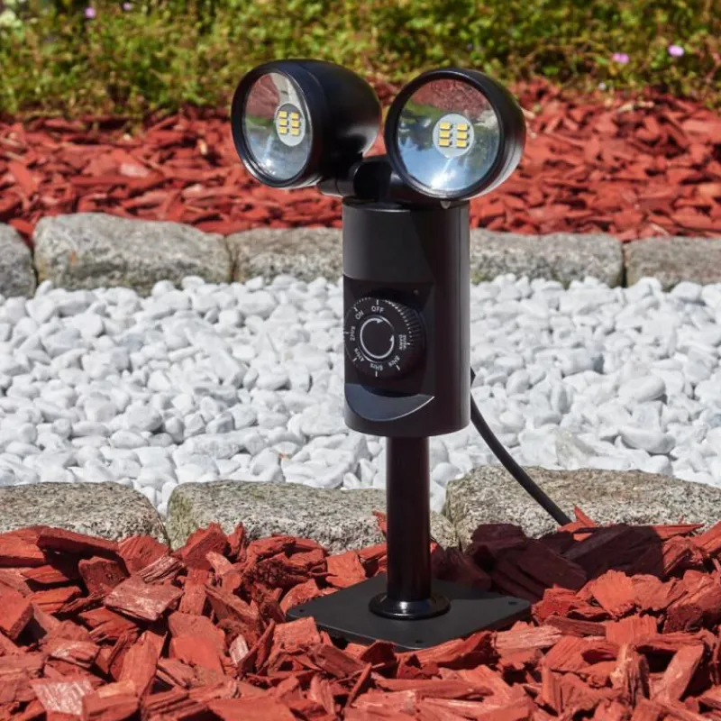 hofstein Plingshult Luminaire extérieur, Pieu, Eclairage de chemin LED Noir, 2 lumières