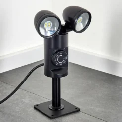 hofstein Plingshult Luminaire extérieur, Pieu, Eclairage de chemin LED Noir, 2 lumières