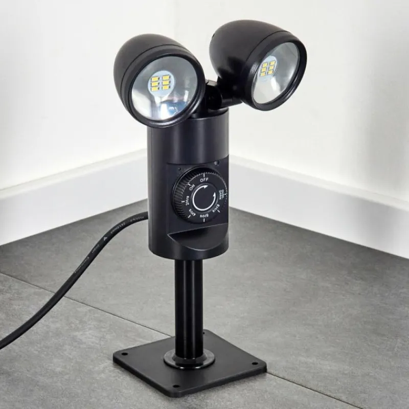 hofstein Plingshult Luminaire extérieur, Pieu, Eclairage de chemin LED Noir, 2 lumières