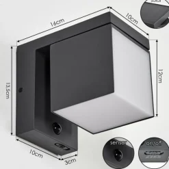 hofstein Pocilgas Lampe murale d´extérieur, Spot mural LED Anthracite, 1 lumière, Détecteur de mouvement