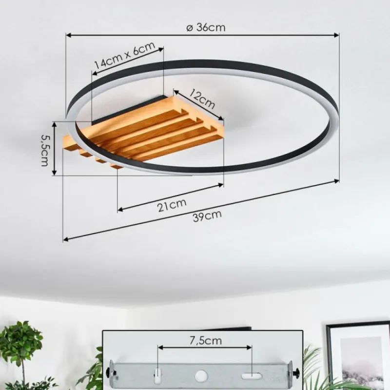 hofstein Pompu Plafonnier LED Écru, Noir, 1 lumière