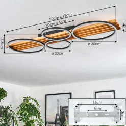 hofstein Pompu Plafonnier LED Écru, Noir, 1 lumière