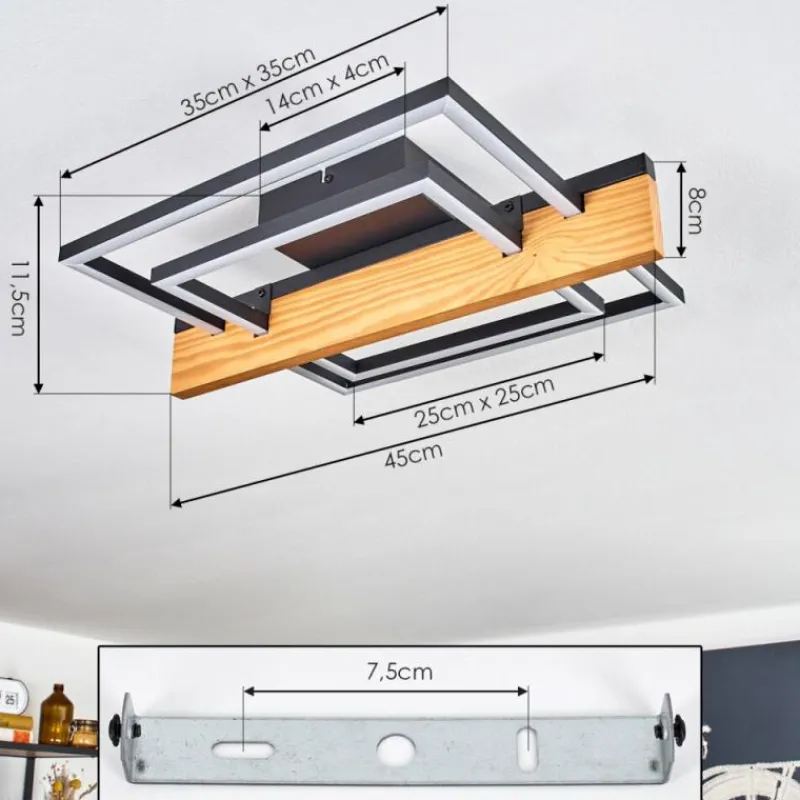 hofstein Pompu Plafonnier LED Écru, Noir, 1 lumière
