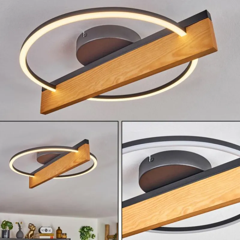 hofstein Pompu Plafonnier LED Écru, Noir, 1 lumière