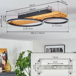 hofstein Pompu Plafonnier LED Écru, Noir, 1 lumière