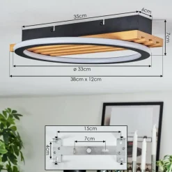 Luminaires Scandinaves-hofstein Pompu Plafonnier LED Écru, Noir, 1 lumière