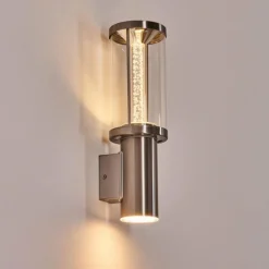 hofstein Popoyan Lampe murale d´extérieur, Applique murale LED Nickel mat, 2 lumières