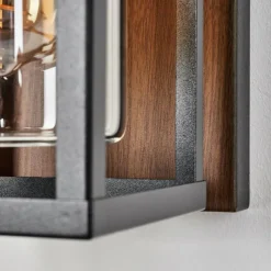 hofstein Portalis Lampe murale d´extérieur Brun, Couleur bois, Noir, 1 lumière