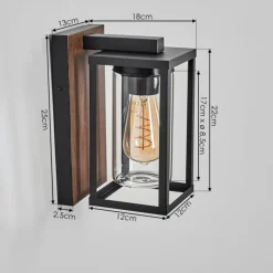 hofstein Portalis Lampe murale d´extérieur Brun, Couleur bois, Noir, 1 lumière