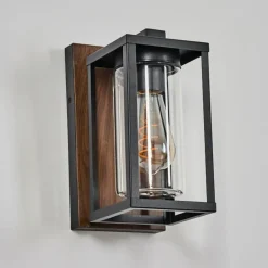 hofstein Portalis Lampe murale d´extérieur Brun, Couleur bois, Noir, 1 lumière