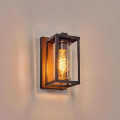 hofstein Portalis Lampe murale d´extérieur Brun, Couleur bois, Noir, 1 lumière