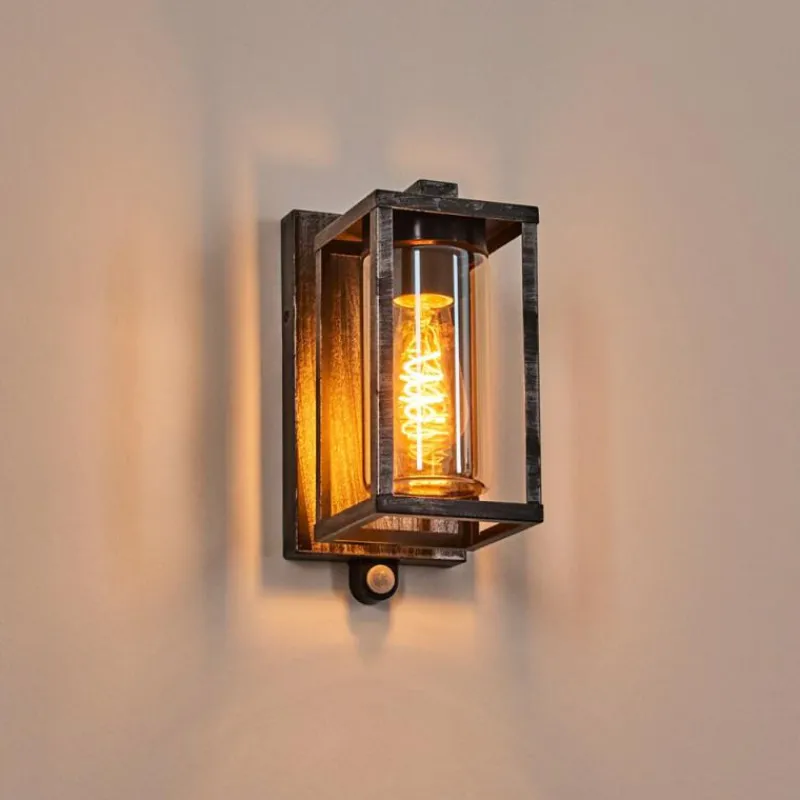 hofstein Portalis Lampe murale d´extérieur Noir, Argenté, 1 lumière, Détecteur de mouvement