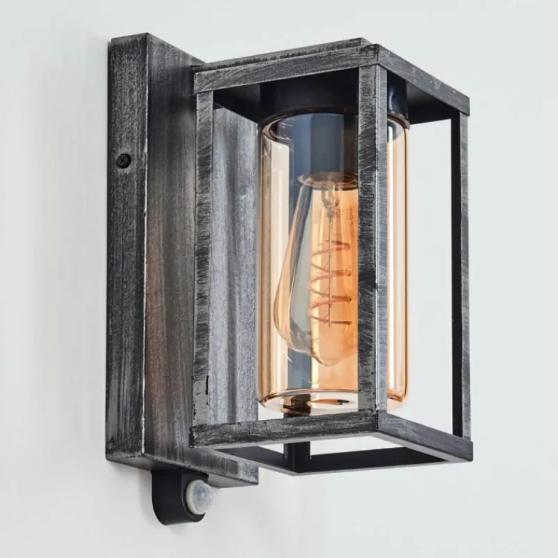 hofstein Portalis Lampe murale d´extérieur Noir, Argenté, 1 lumière, Détecteur de mouvement