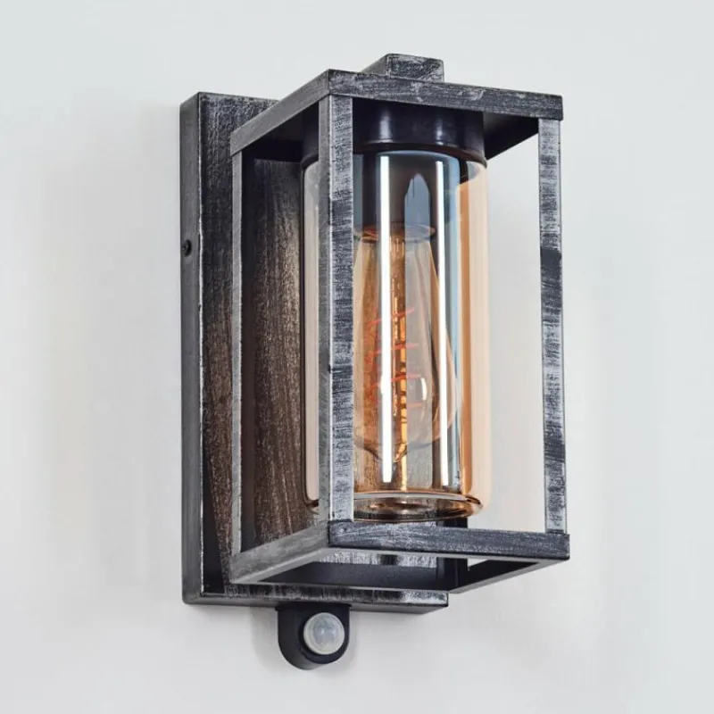 hofstein Portalis Lampe murale d´extérieur Noir, Argenté, 1 lumière, Détecteur de mouvement