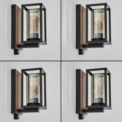 hofstein Portalis Lampe murale d´extérieur Brun, Couleur bois, Noir, 1 lumière, Détecteur de mouvement