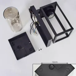 hofstein Portalis Lampe murale d´extérieur Brun, Couleur bois, Noir, 1 lumière, Détecteur de mouvement